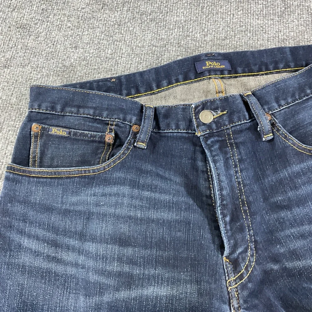 Polo Ralph Lauren Varick Slim Straight Jeans Mens 35x30 Dark Wash Stretch Denim